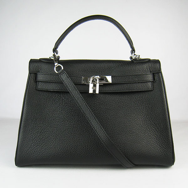 7A Replica Hermes Kelly 32cm Togo Leather Bag Black 6108